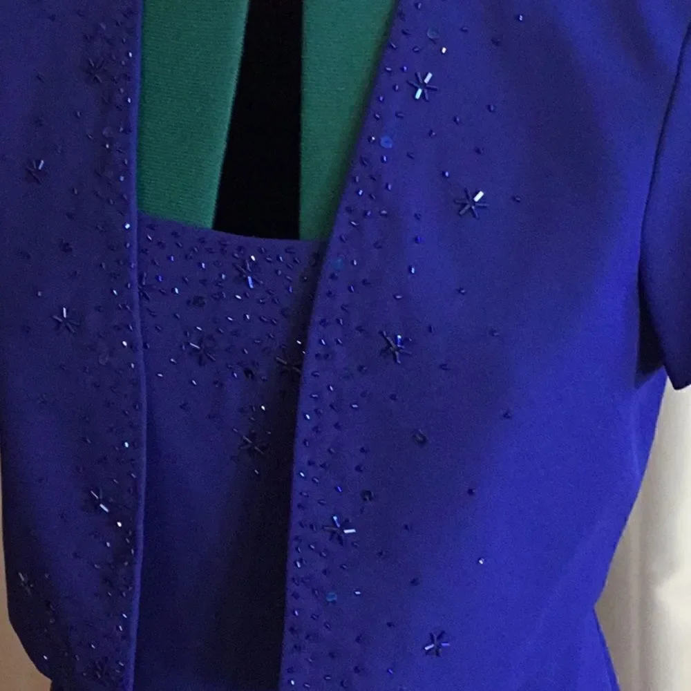 JR NITES a size 8 petite maxi dress with matching short beaded jacket